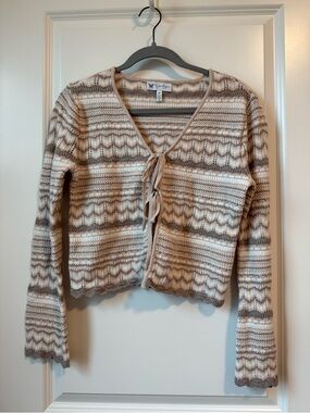 Jessica Simpson Beige & Cream Knit Tie-Front Sweater M